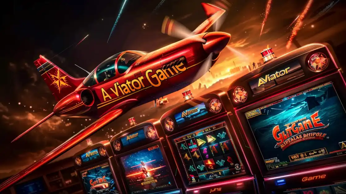 A beautiful woman plays the KKFB Aviator game alongside slot machines, showcasing the variety of casino entertainment available.