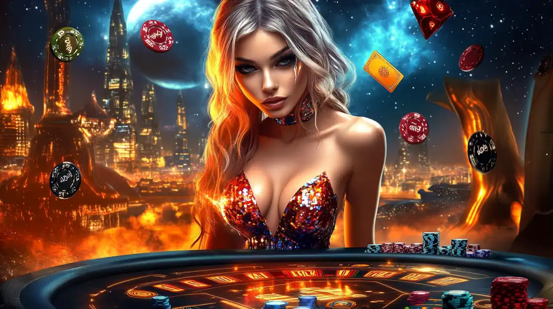 A magical roulette table in a fantasy world setting, representing the immersive experience of KKFB Live Casino games.